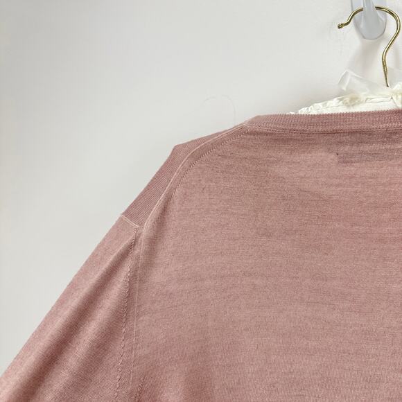 Canali Wool Silk Sweater Pullover Lightweight Crewneck Pink Long Sleeve Medium - Picture 6 of 13